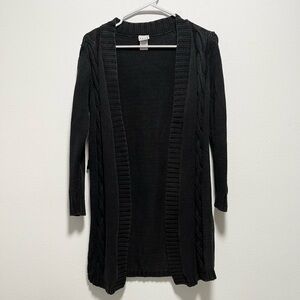 Long Sleeve Black Cable Knit Cardigan